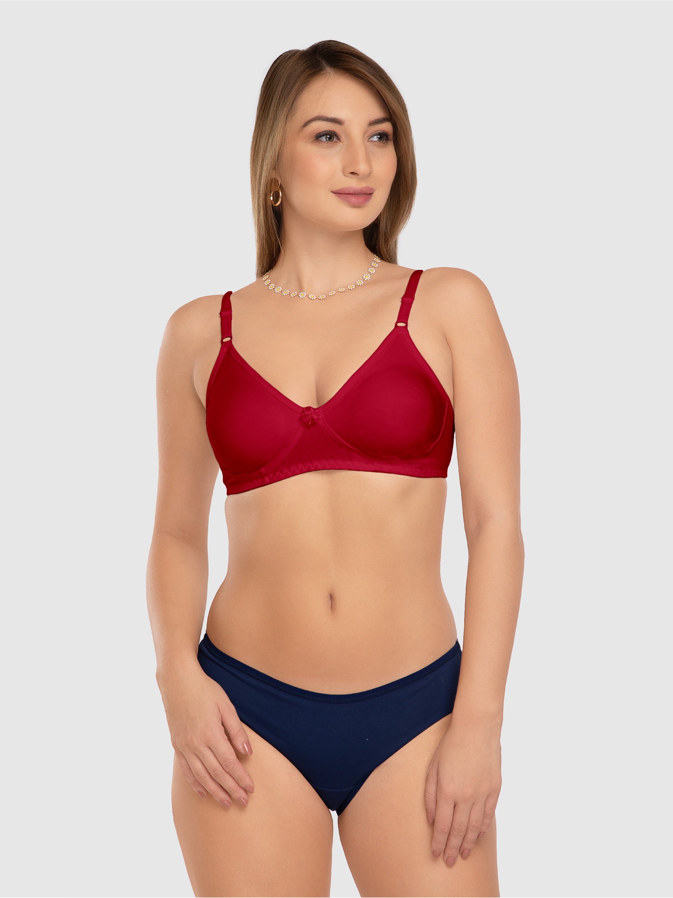 Daisy Dee Dark Maroon Non Padded Non Wired Full Coverage Bra NLBLA-D. Maroon