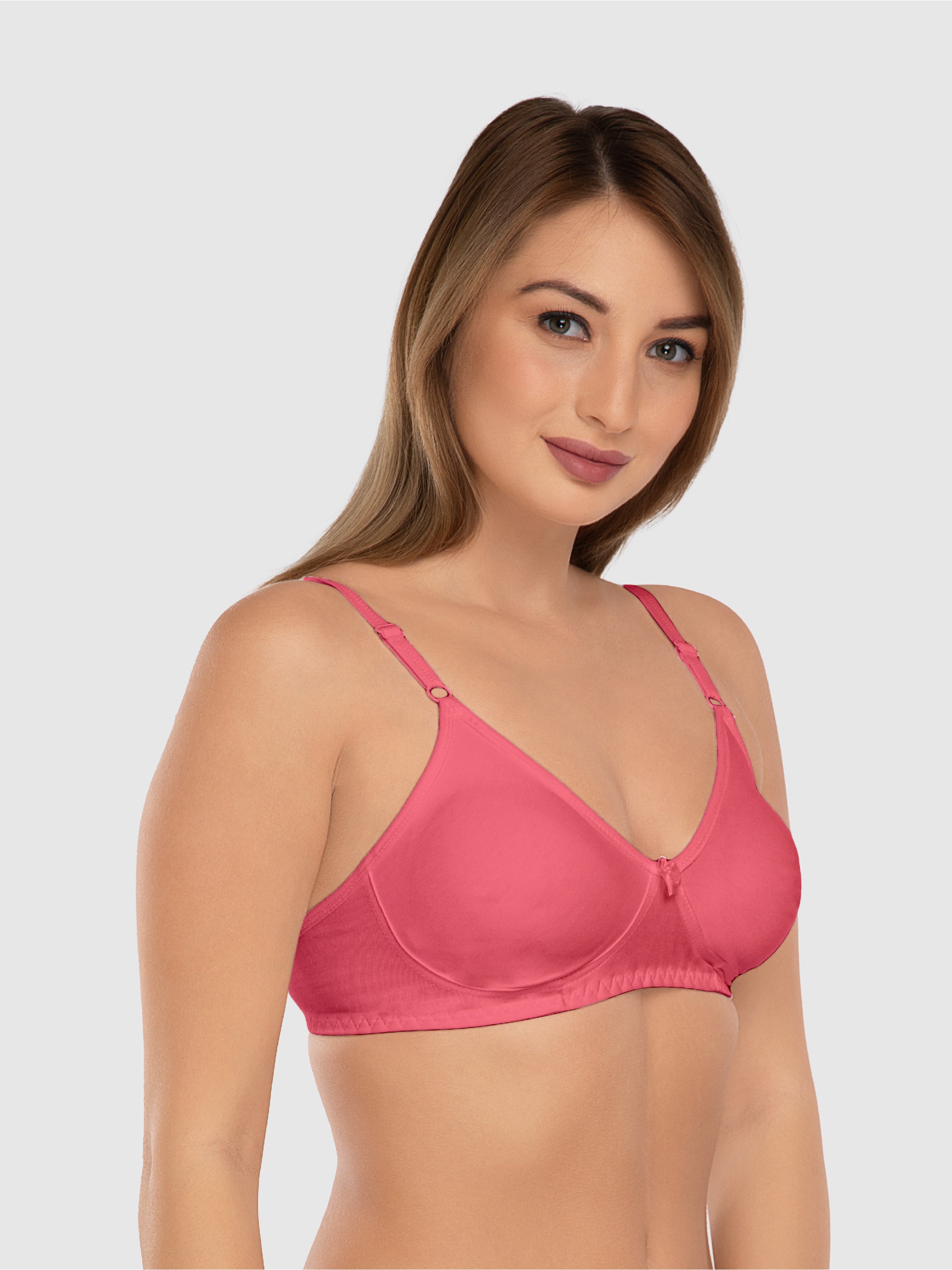Daisy Dee Carrot Pink Non Padded Non Wired Full Coverage Bra NLBLA_Carrot