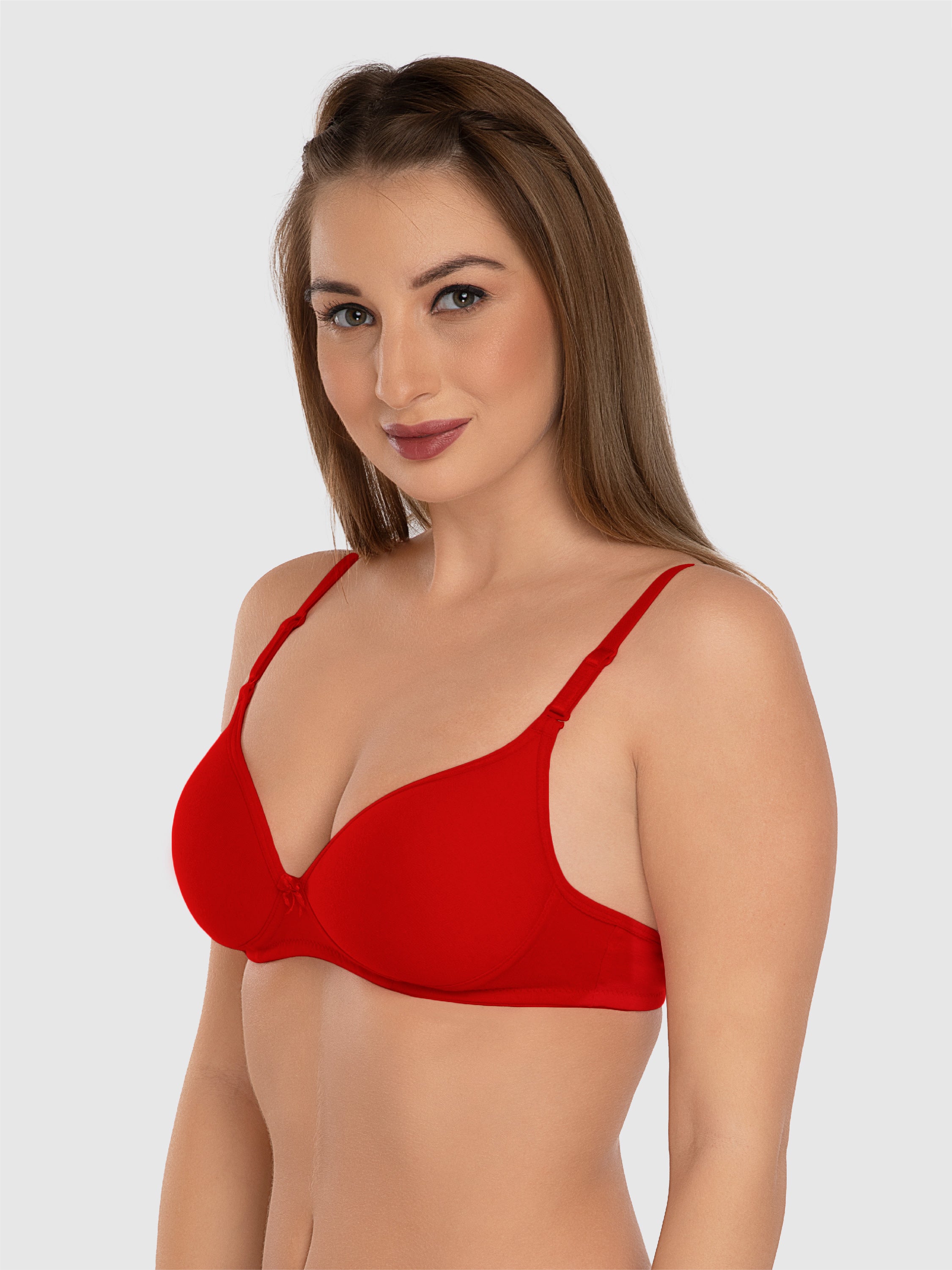 Daisy Dee Red Non Padded Non Wired 3/4th Coverage Everyday Bra NMSTI-Red