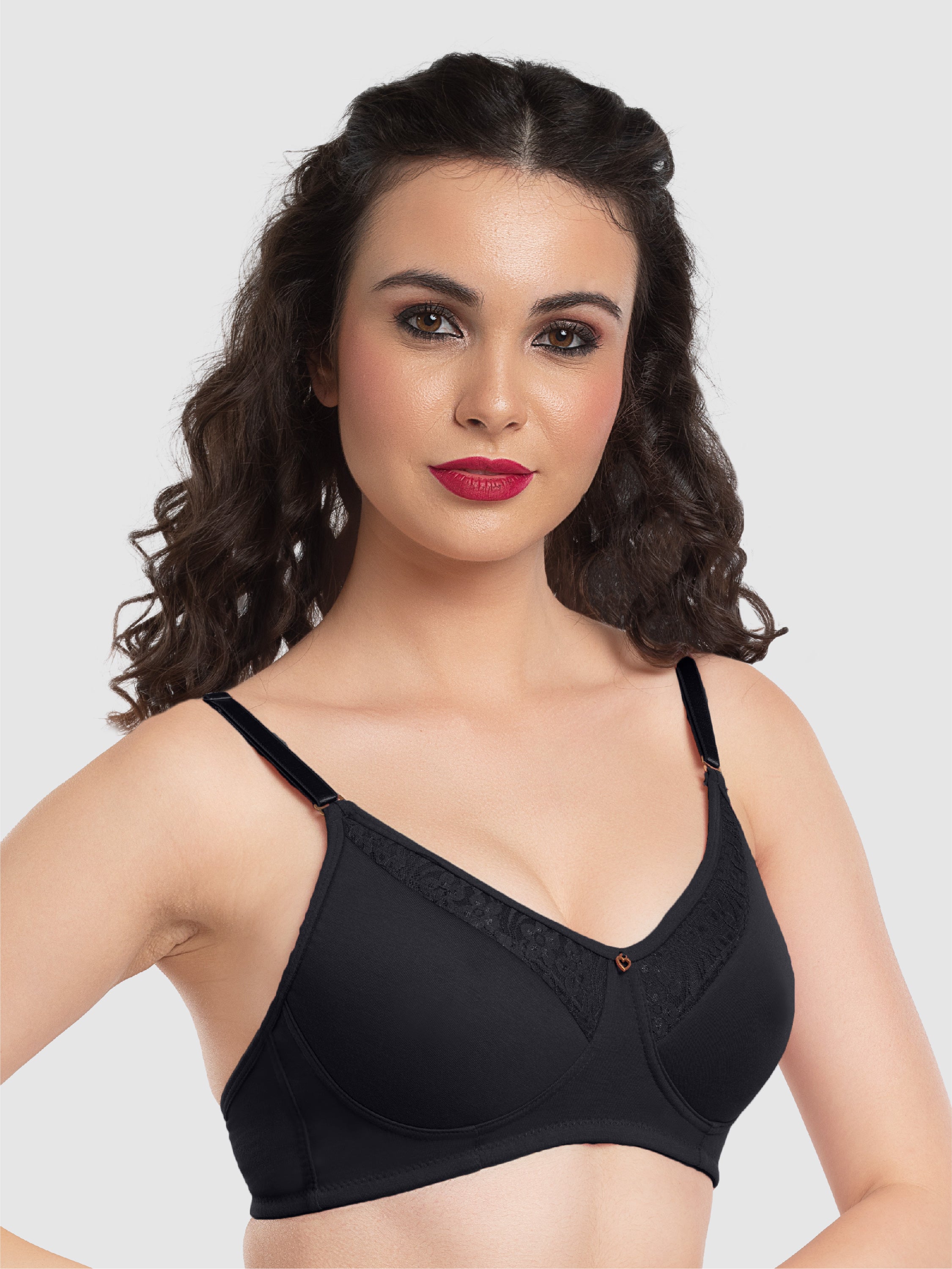 Lovable Black Padded Non Wired Full Coverage Bra LE-225-Black