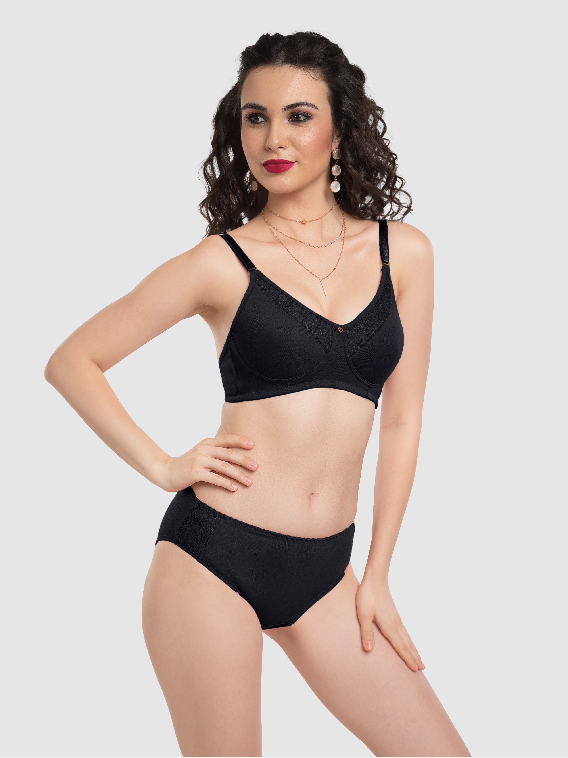 Lovable Black Padded Non Wired Full Coverage Bra LE-225-Black