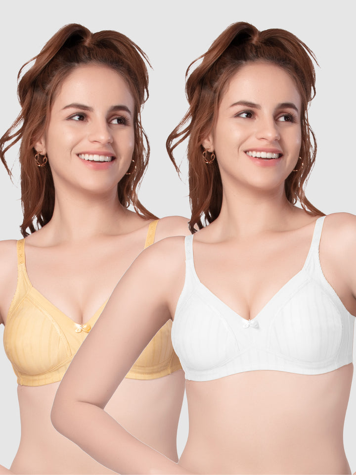Daisy Dee Skin and White Non Padded Non-Wired Full Coverage T-Shirt Bra Pack of 2 - NSPRSTR-Skin/White