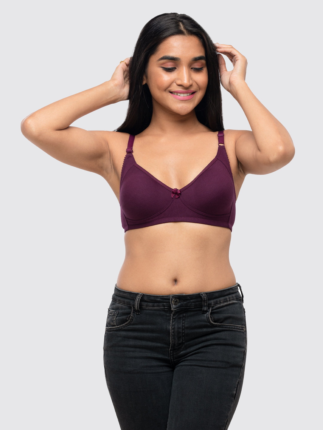 Lovable Wine Non Padded Non Wired Full Coverage Bra Contours-Wine