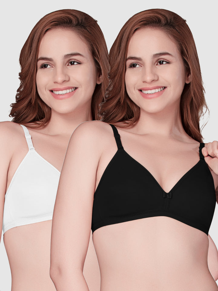 Daisy Dee Black and White Non Padded Non Wired Full Coverage Bra Pack of 2 - NADR-Black/White