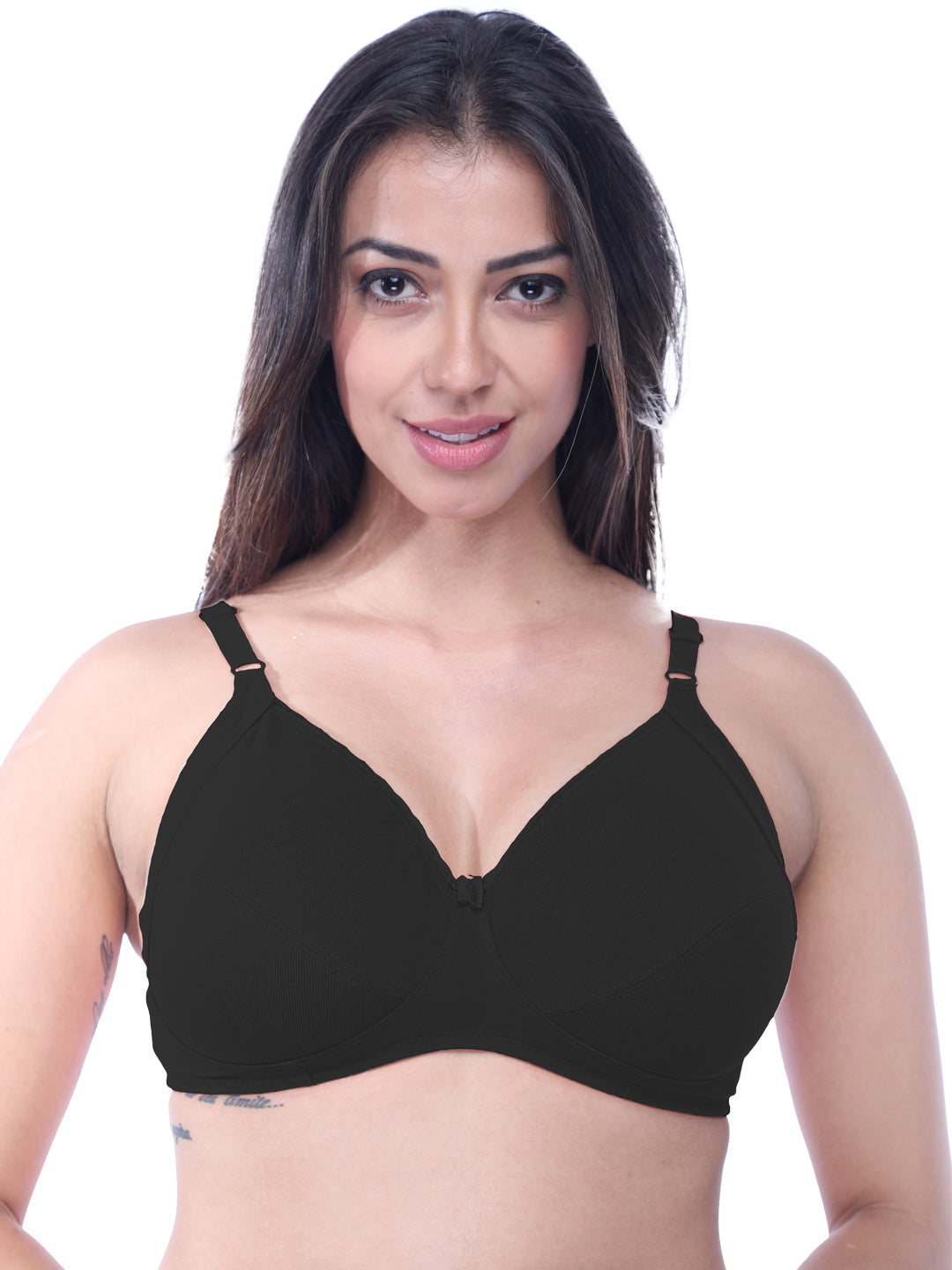 Lovable Non Padded Non Wired Full Coverage Bra - (Pack of 2) COMFYST Prime-Skin/Black