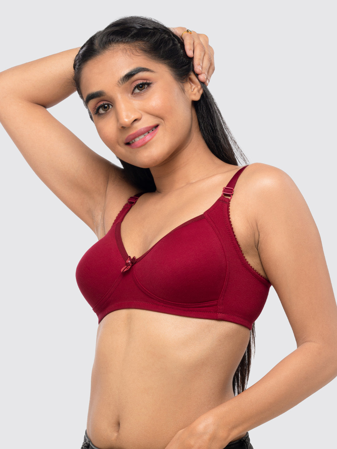 Lovable Dark Maroon Non Padded Non Wired Full Coverage Bra Contours_D Maroon