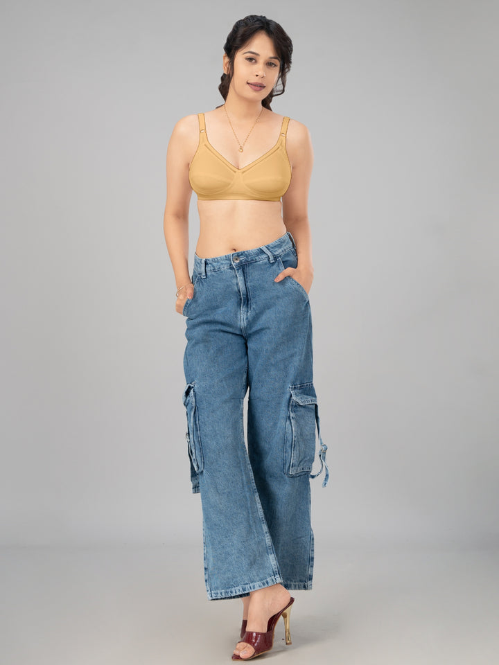 Lovable Multicolor Non Padded Non Wired Full Coverage Bra - (Pack of 2) CES-218-Black/Skin