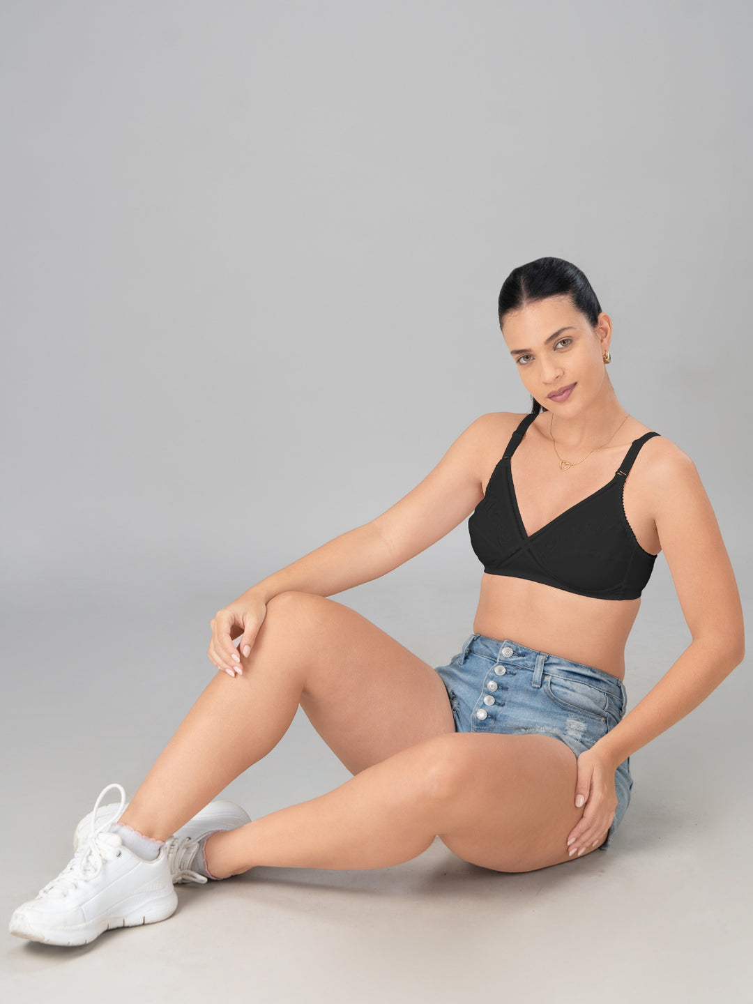 Lovable Black Non Padded Non Wired Full Coverage Bra L0296-Black