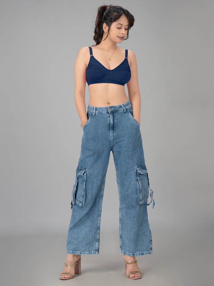 Lovable Multicolor Non Padded Non Wired Full Coverage Bra - (Pack of 2) ADL-The 1-Navy/P Rose