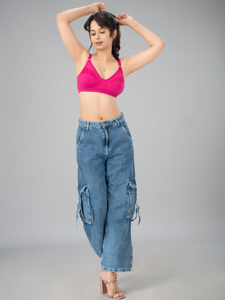 Lovable Multicolor Non Padded Non Wired Full Coverage Bra - (Pack of 2) ADL-The 1-White/P Rose