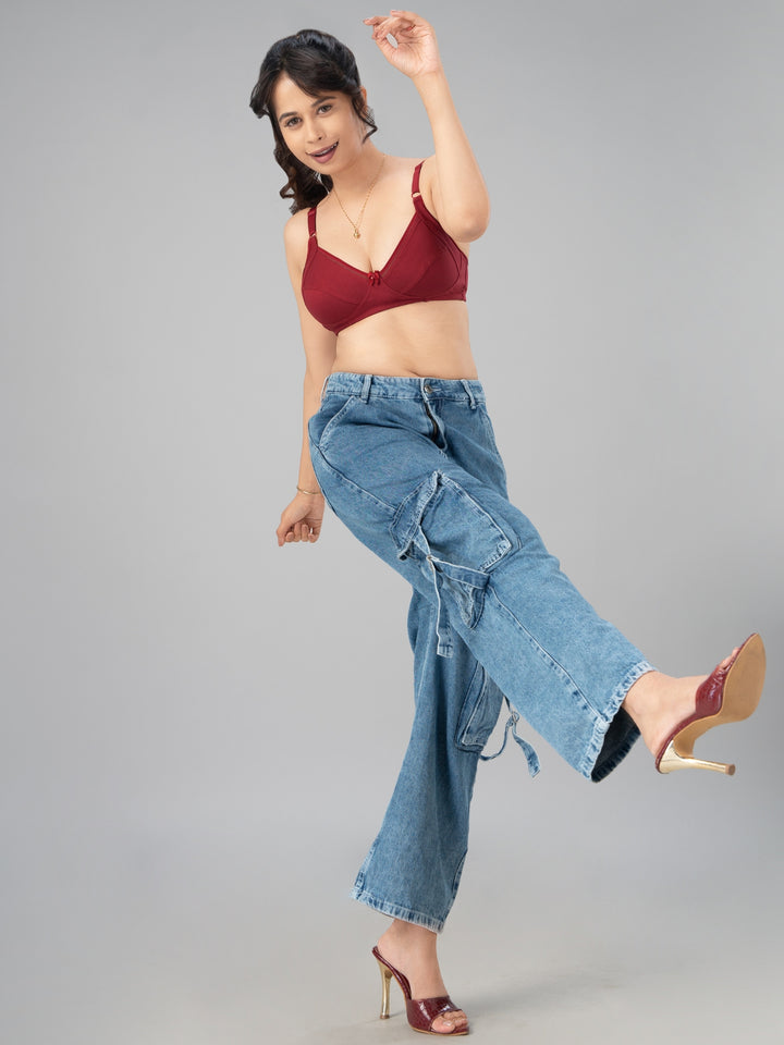 Lovable Maroon Non Padded Non Wired Full Coverage Bra L-2298-MAROON