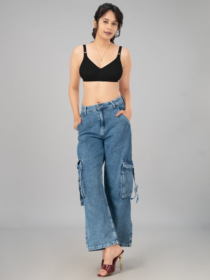 Lovable Multicolor Non Padded Non Wired Full Coverage Bra - (Pack of 2) CES-218-Black/White