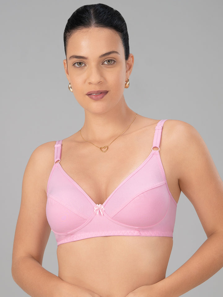 Lovable Baby Pink Non Padded Non Wired Full Coverage Bra L-1797-BABY PINK