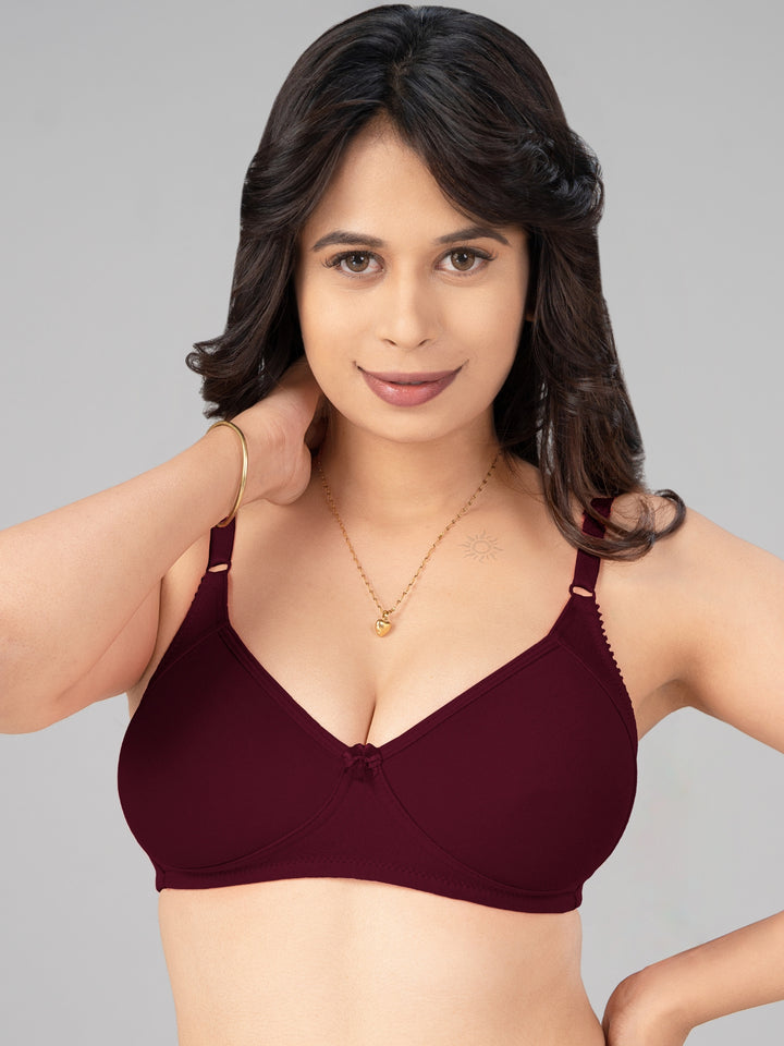 Lovable Multicolor Non Padded Non Wired Full Coverage Bra - (Pack of 2) Contours- C.Pink/D.Maroon