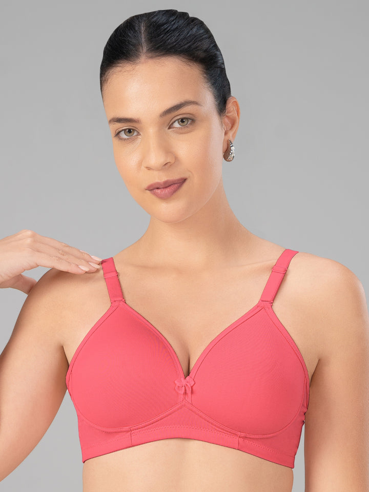 Lovable Coral Pink Lightly Padded Non Wired Full Coverage Bra Smooth++-Coral
