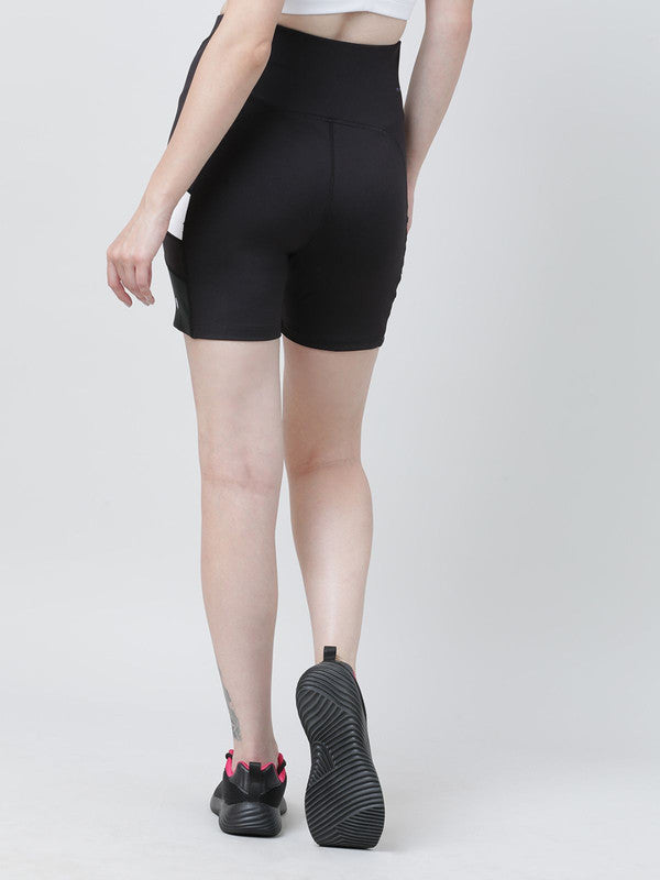 Women Black and Dark green Solid Shorts - POINT - Detail View | Lovable India