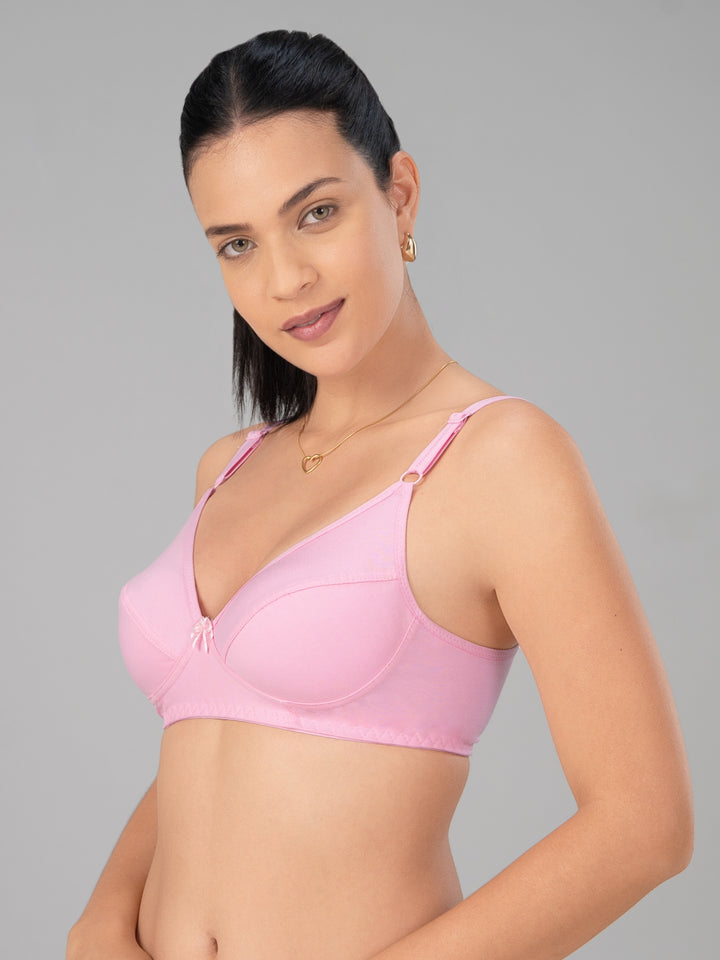 Lovable Baby Pink Non Padded Non Wired Full Coverage Bra L-1797-BABY PINK