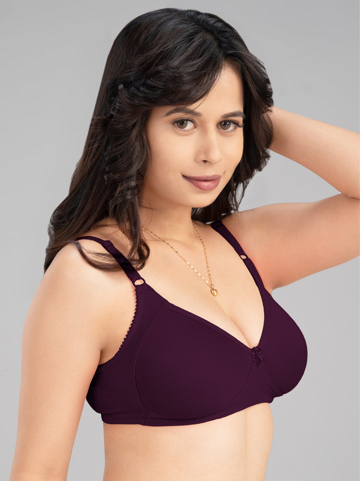 Lovable Multicolor Non Padded Non Wired Full Coverage Bra - (Pack of 2) Contours- C.Pink/Wine
