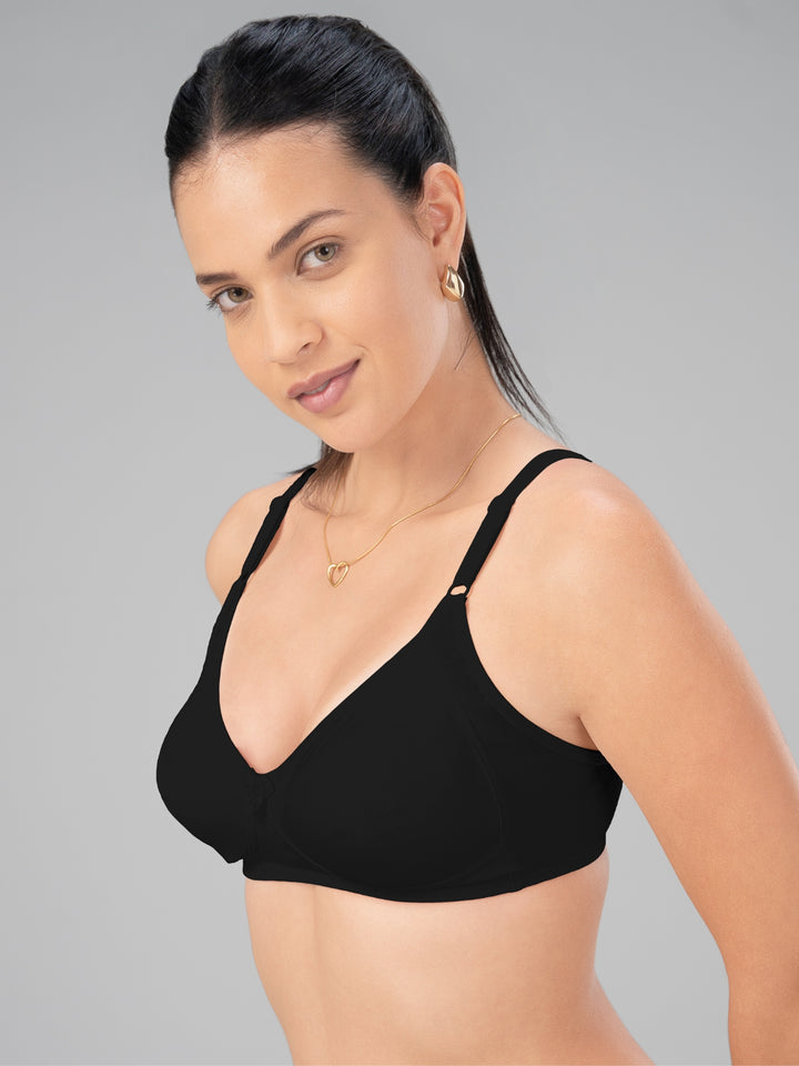 Lovable Black Non Padded Non Wired Full Coverage Bra Plus-Support -Black