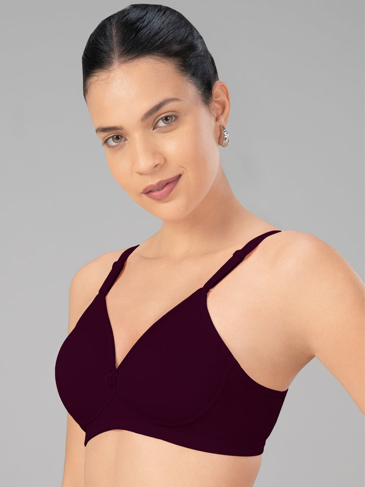 Lovable Wine Lightly Padded Non Wired Full Coverage Bra Smooth++-Wine