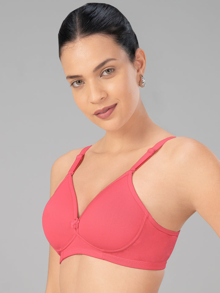 Lovable Coral Pink Lightly Padded Non Wired Full Coverage Bra Smooth++-Coral