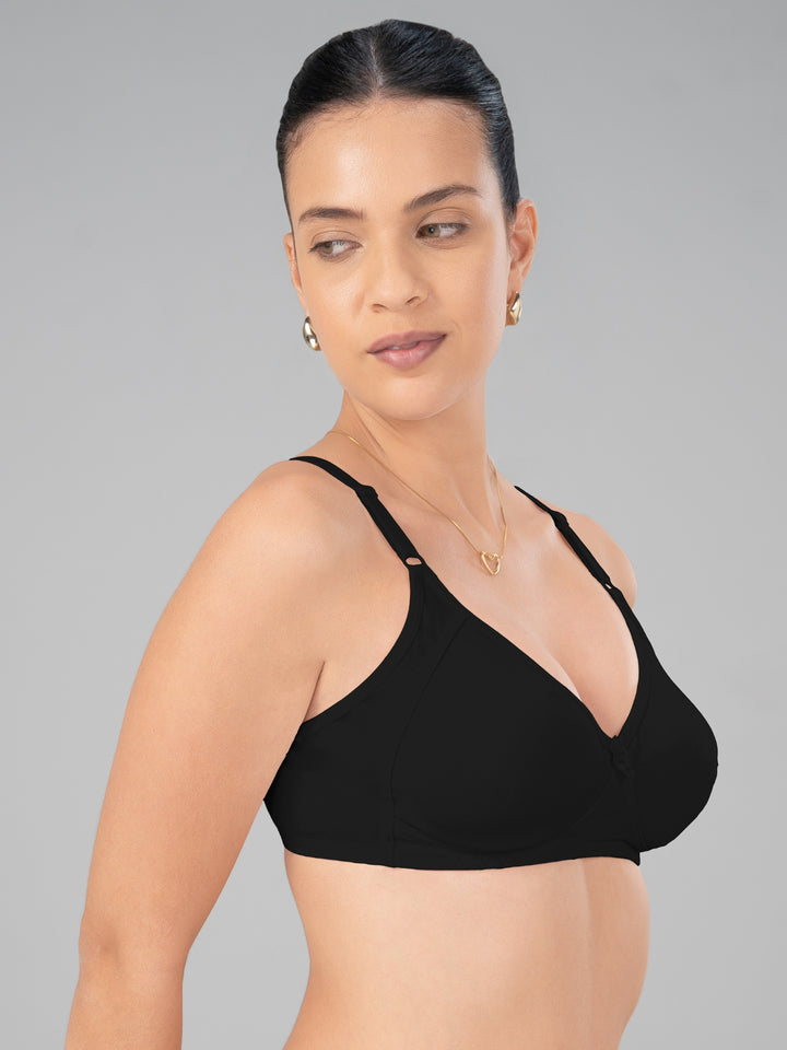 Lovable Black Non Padded Non Wired Full Coverage Bra Plus-Support -Black