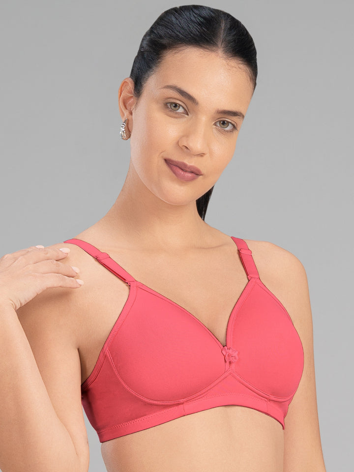 Lovable Coral Pink Lightly Padded Non Wired Full Coverage Bra Smooth++-Coral