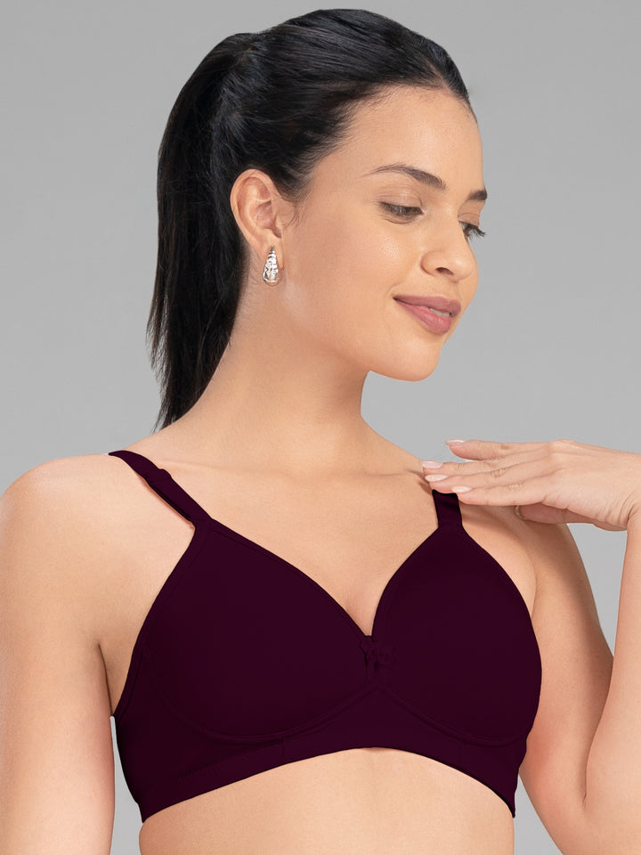 Lovable Wine Lightly Padded Non Wired Full Coverage Bra Smooth++-Wine