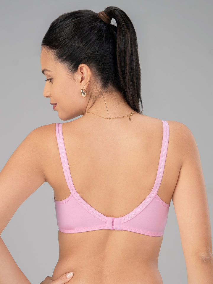Lovable Baby Pink Non Padded Non Wired Full Coverage Bra L-1797-BABY PINK