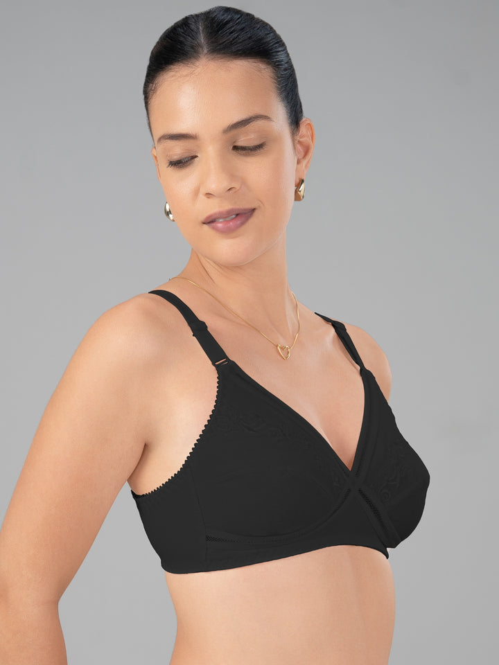 Lovable Black Non Padded Non Wired Full Coverage Bra L0296-Black