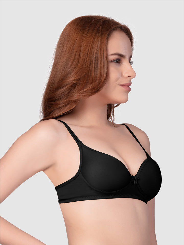 Daisy Dee Black and Maroon Padded Non-Wired Full Coverage Bra Pack of 2 - NKWI-Black/Maroon
