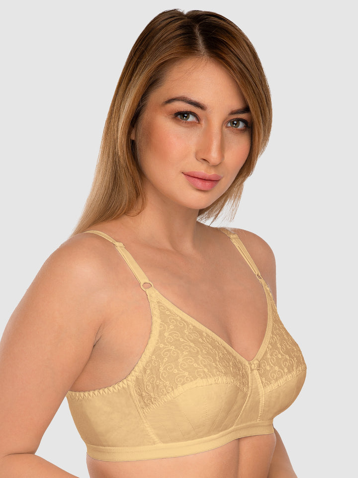 Daisy Dee White and Skin Non Padded Non-Wired Full Coverage Bra Pack of 2 - NILIGNCE-White/Skin