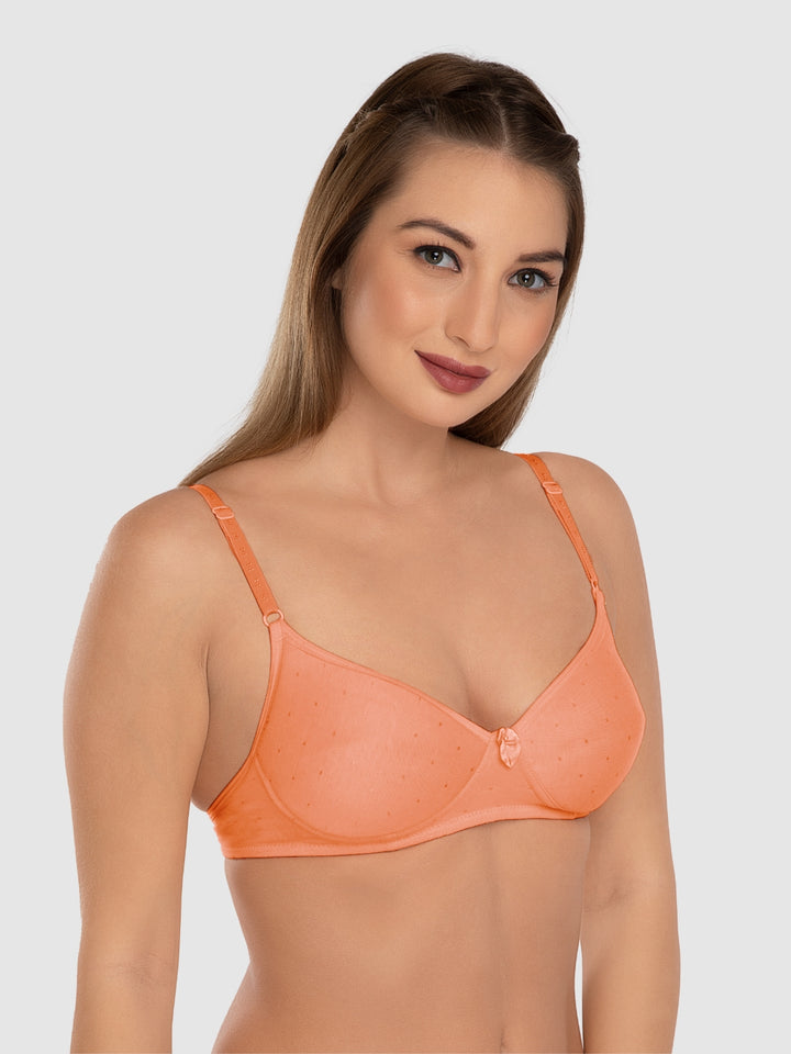 Daisy Dee Peach and Pink Padded Non-Wired Full Coverage T-Shirt Bra Pack of 2 - NCHL-PEACH/PINK