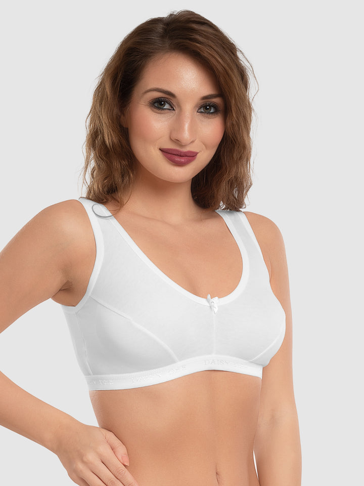 Daisy Dee White and Skin Non Padded Wirefree Full Coverage Sports Bra Pack of 2 - NLRA-WHITE/SKIN