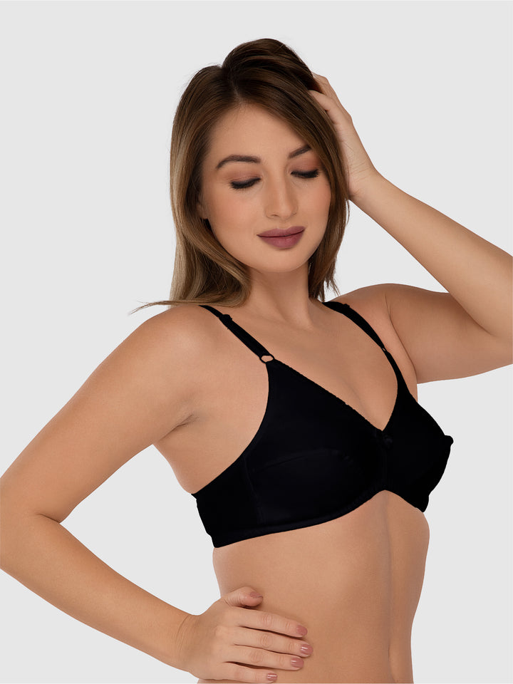 Daisy Dee Black and Skin Non Padded Non-Wired Full Coverage Everyday Bra Pack of 2 - NFERY-Black/Skin