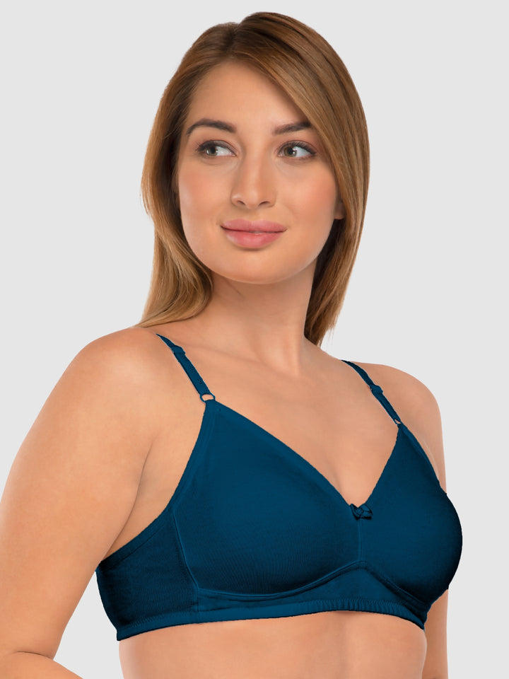 Daisy Dee E.Blue and White Non Padded Non-Wired Full Coverage T-Shirt Bra Pack of 2 - NDSZN-E.Blue/White