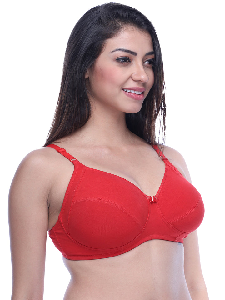 Lovable Non Padded Non Wired Full Coverage Bra - (Pack of 2) COMFYST Prime-Red/Black
