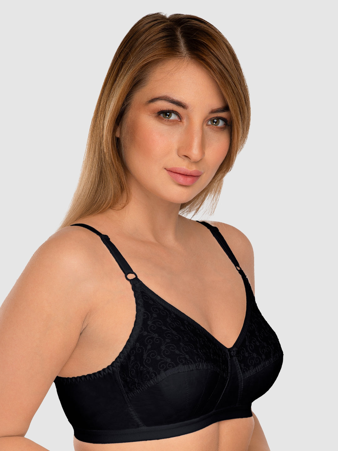 Daisy Dee Black and Skin Non Padded Non-Wired Full Coverage Bra Pack of 2 - NILIGNCE-Black/Skin