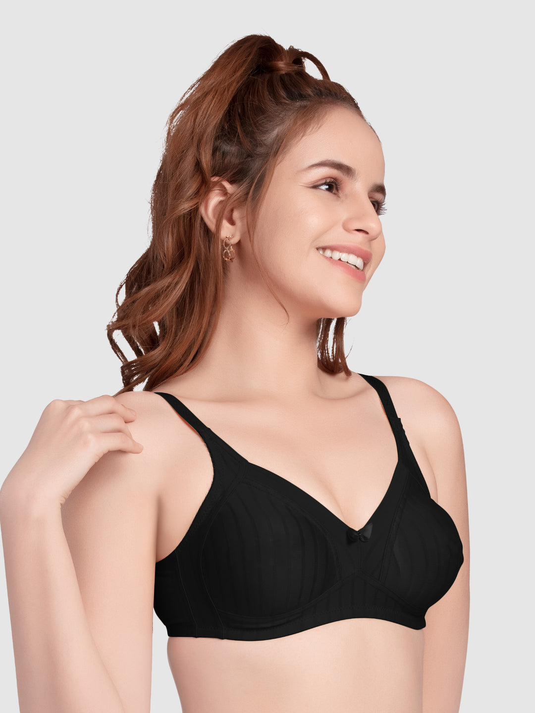 Daisy Dee Black and Skin Non Padded Non-Wired Full Coverage T-Shirt Bra Pack of 2 - NSPRSTR-Black/Skin