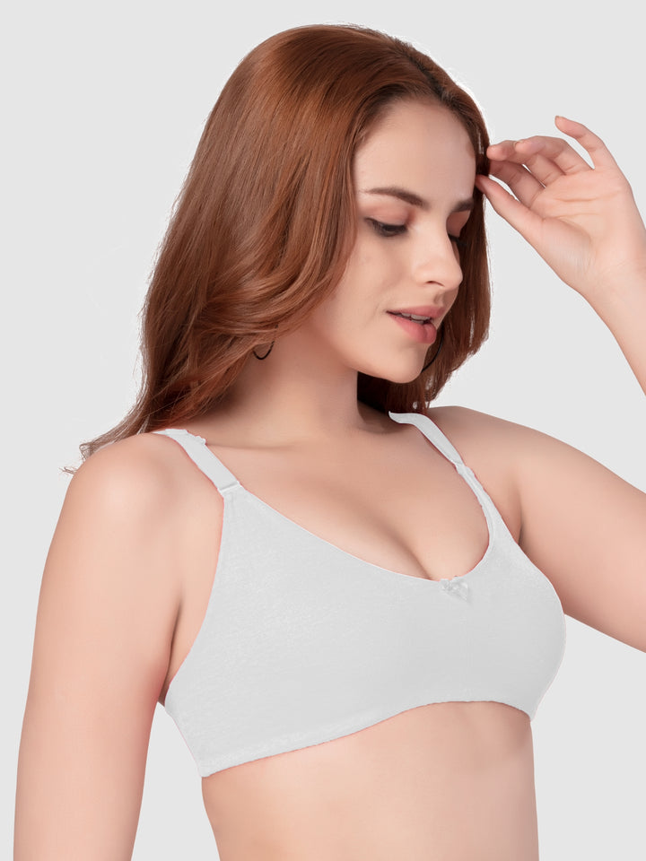 Daisy Dee Rani Pink and White Non Padded Non-Wired Full Coverage T-Shirt Bra Pack of 2 - NANYA-R.Pink/White