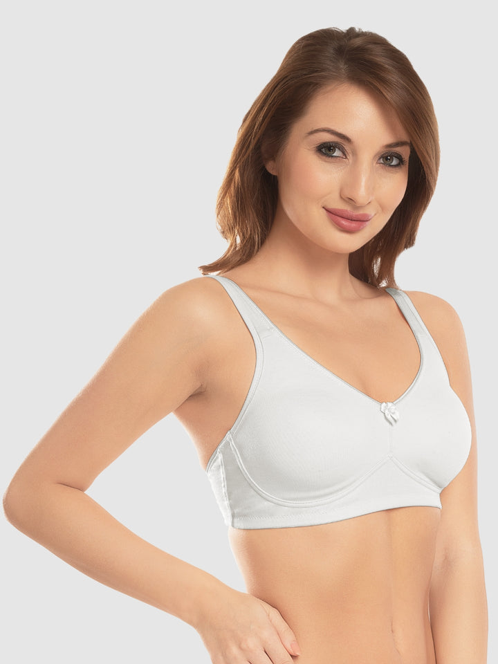 Daisy Dee White and Skin Non Padded Non-Wired Full Coverage T-Shirt Bra Pack of 2 - NDLGHT-White/Skin