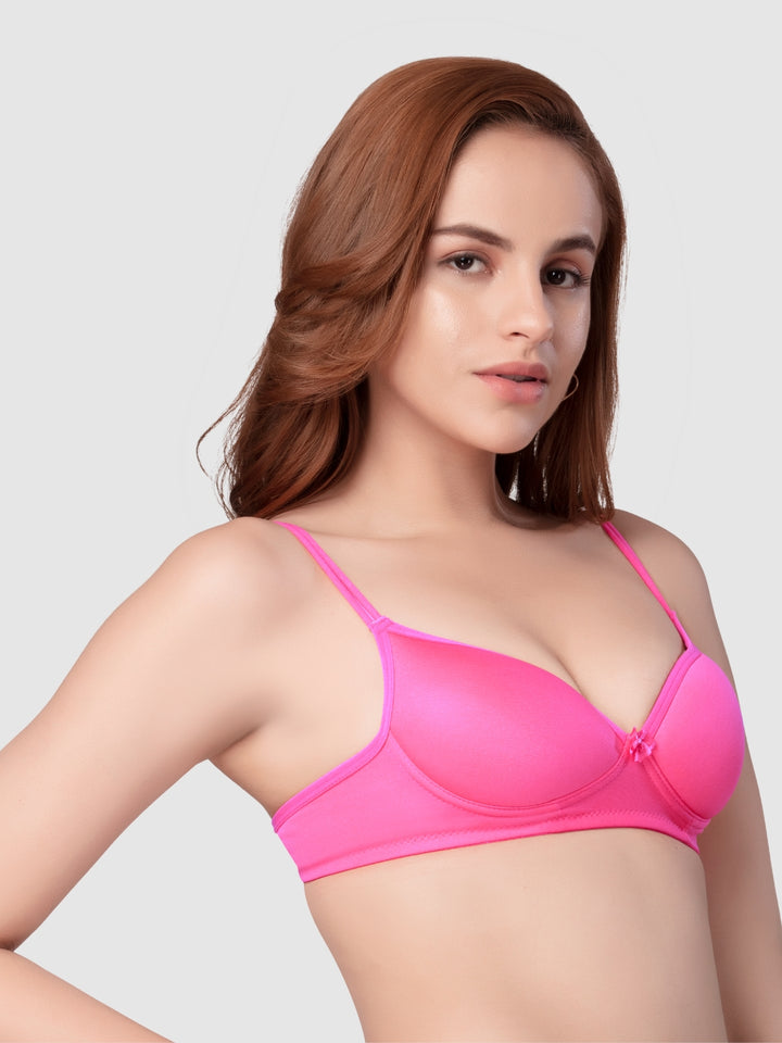 Daisy Dee Dark Pink and Yellow Padded Non-Wired Full Coverage Bra Pack of 2 - NKWI-D.Pink/Yellow
