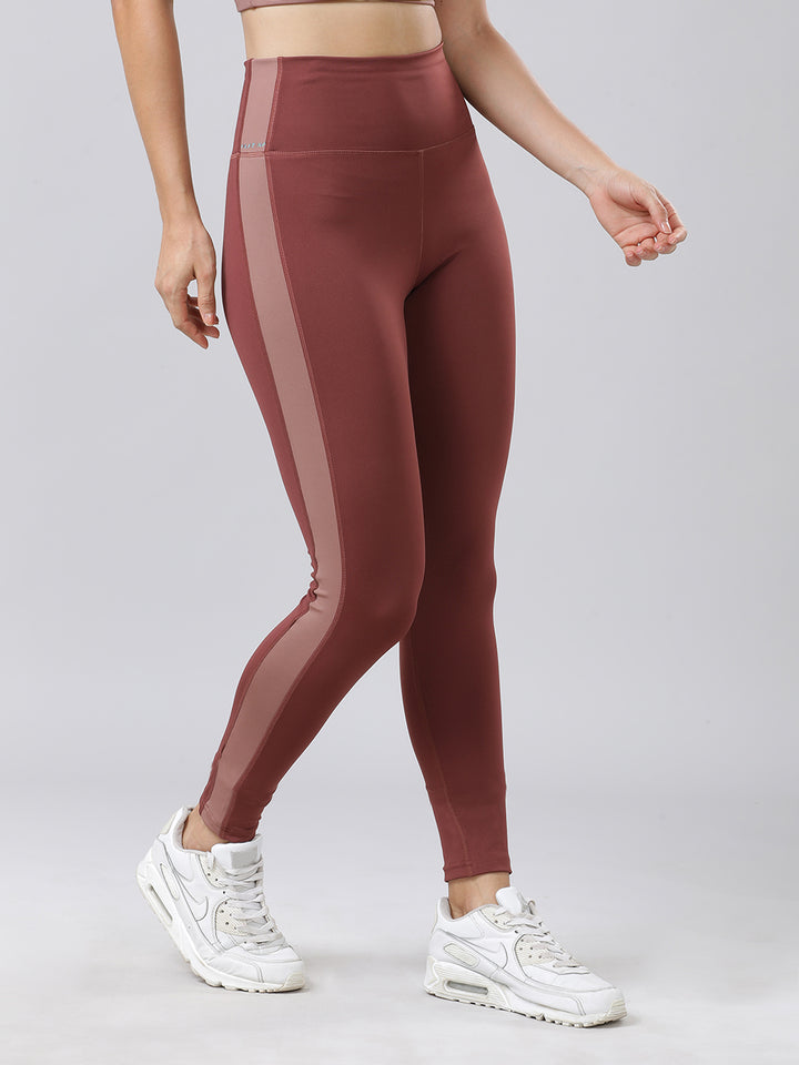 Women  New Java-Mud Merlot Solid Tights - Augusta- NJ-MM