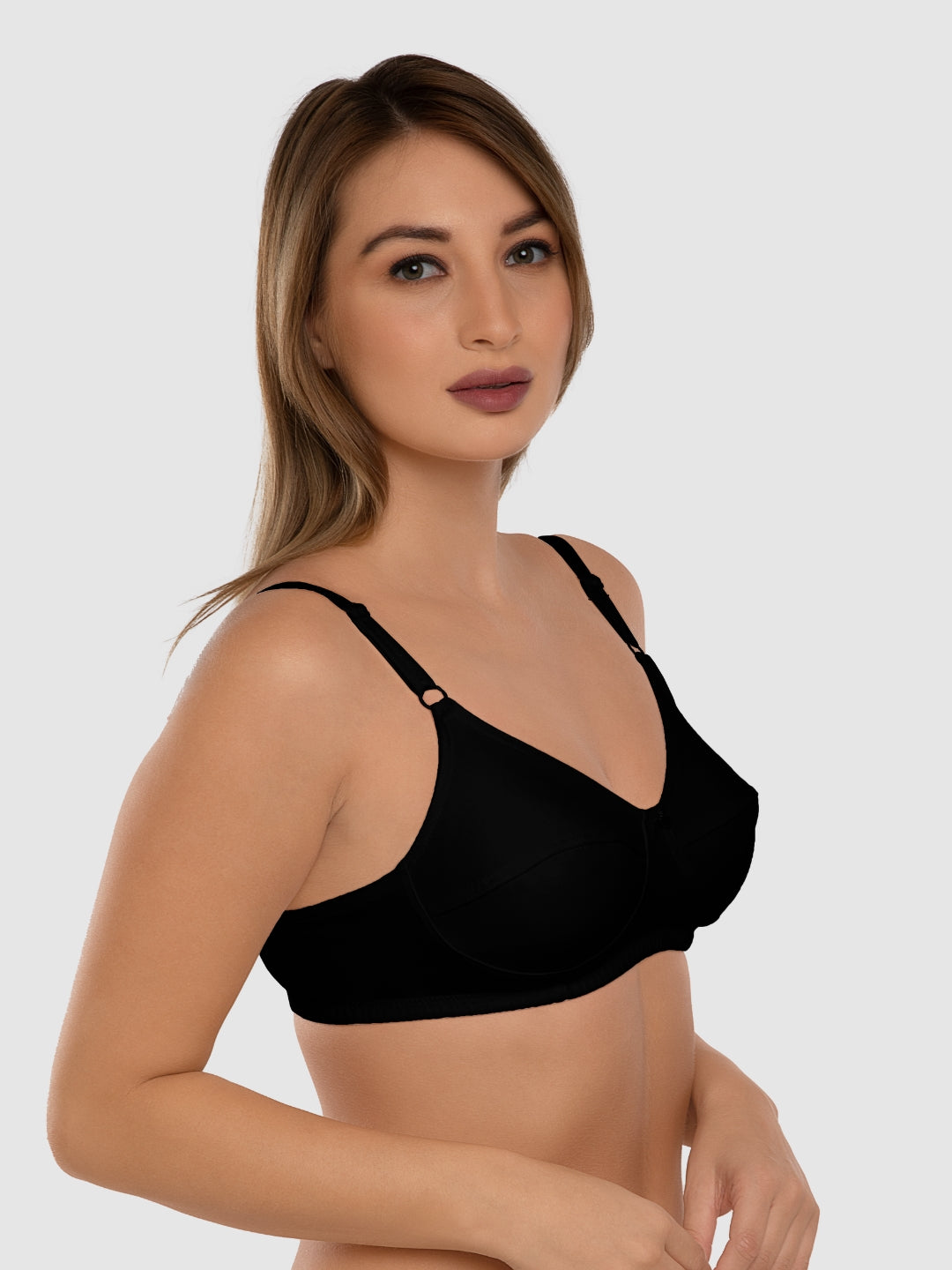 Daisy Dee T.Blue and Black Non Padded Non-Wired Full Coverage Bra Pack of 2 - NSHTL-T.BLUE/BLACK