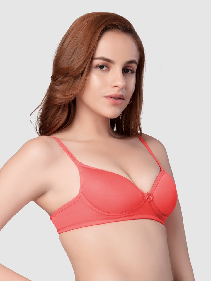 Daisy Dee Carrot and Dark Pink Padded Non-Wired Full Coverage Bra Pack of 2 - NKWI-Carrot/D.Pink