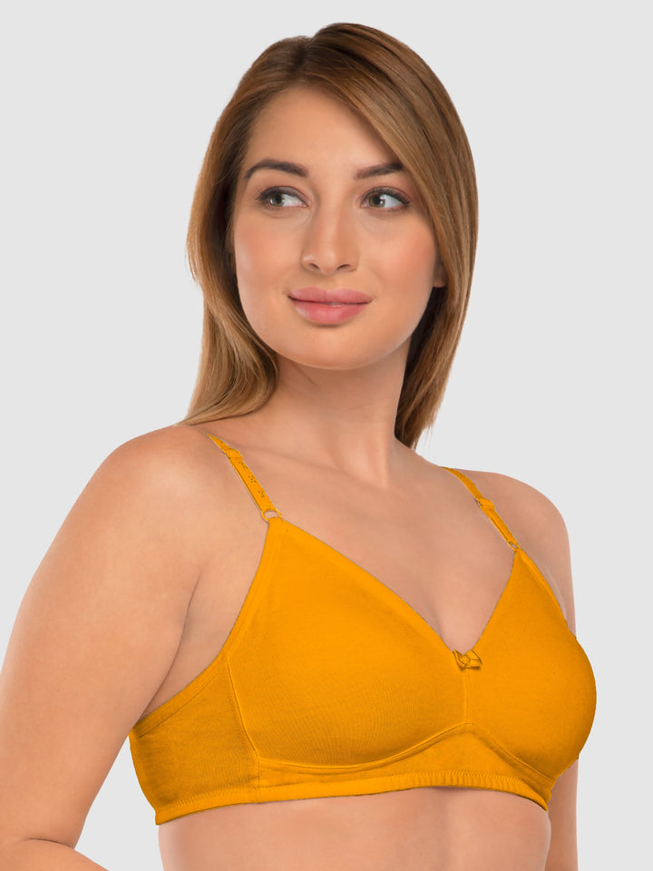 Daisy Dee Yellow and White Non Padded Non-Wired Full Coverage T-Shirt Bra Pack of 2 - NDSZN-Yellow/White