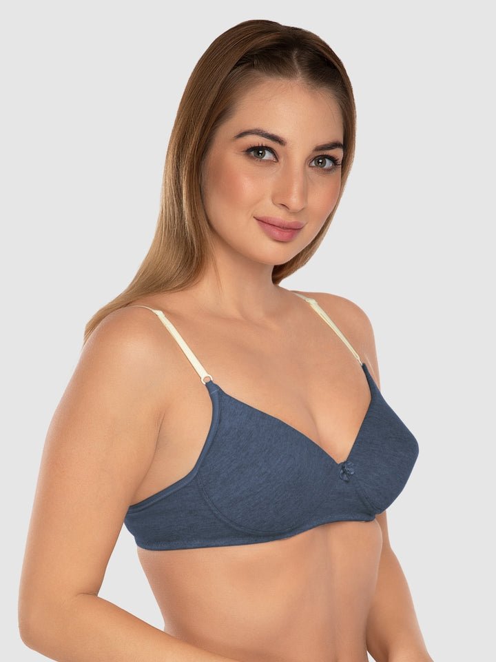 Daisy Dee Denim Blue and Red Padded Non-Wired Full Coverage Bra Pack of 2 - NJZZ-D.BLUE/RED