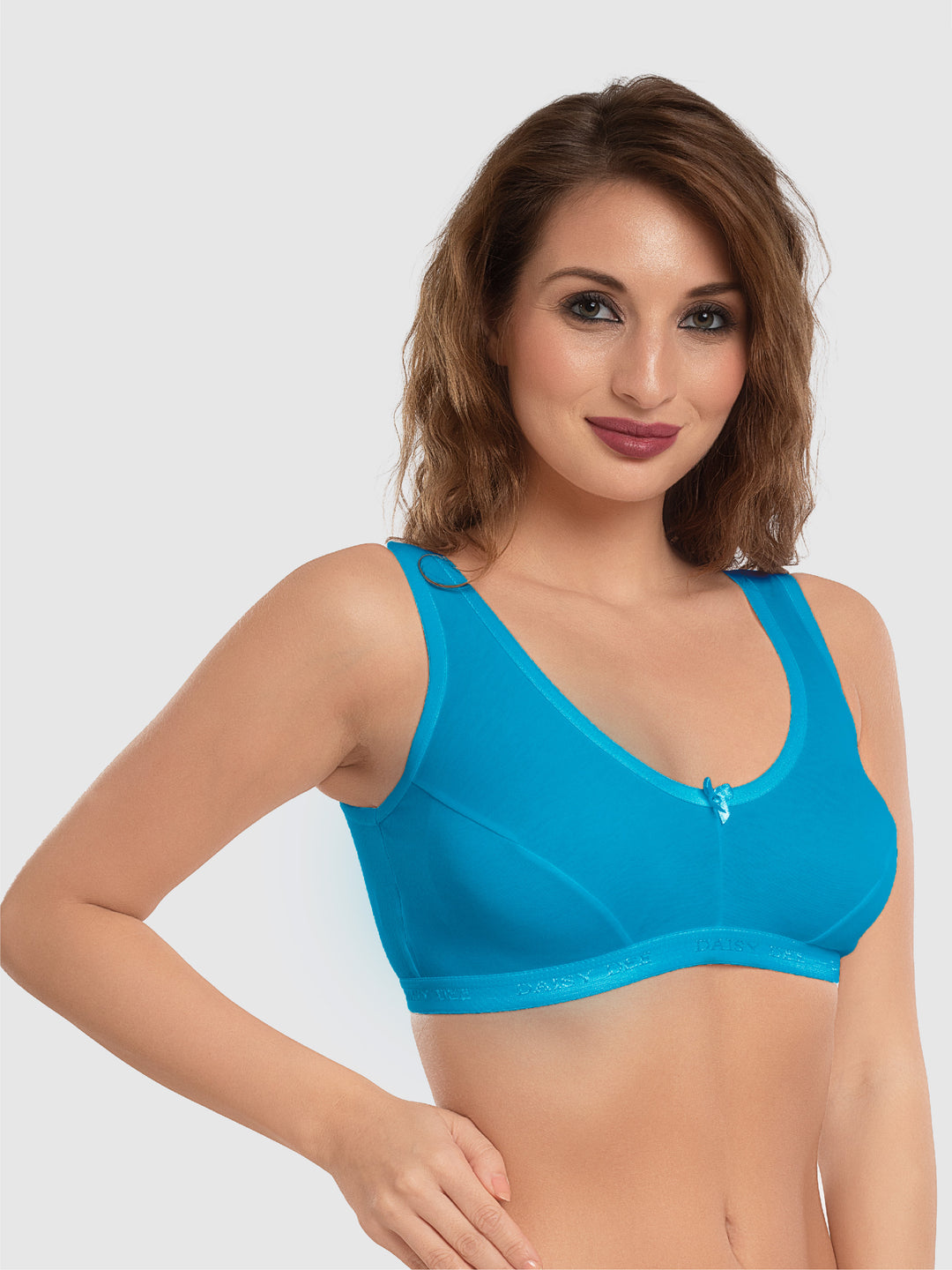 Daisy Dee T.Blue and Beige Non Padded Wirefree Full Coverage Sports Bra Pack of 2 - NLRA-T.BLUE/BEIGE