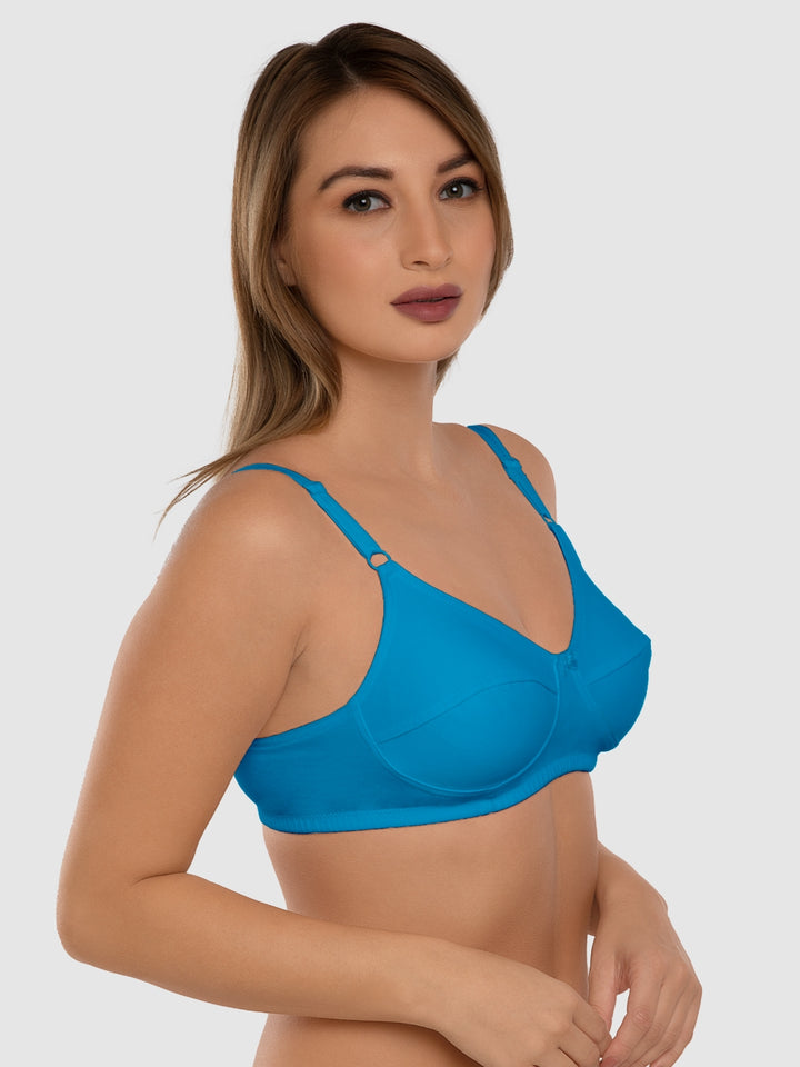 Daisy Dee Red and T.Blue Non Padded Non-Wired Full Coverage Bra Pack of 2 - NSHTL-RED/T.BLUE