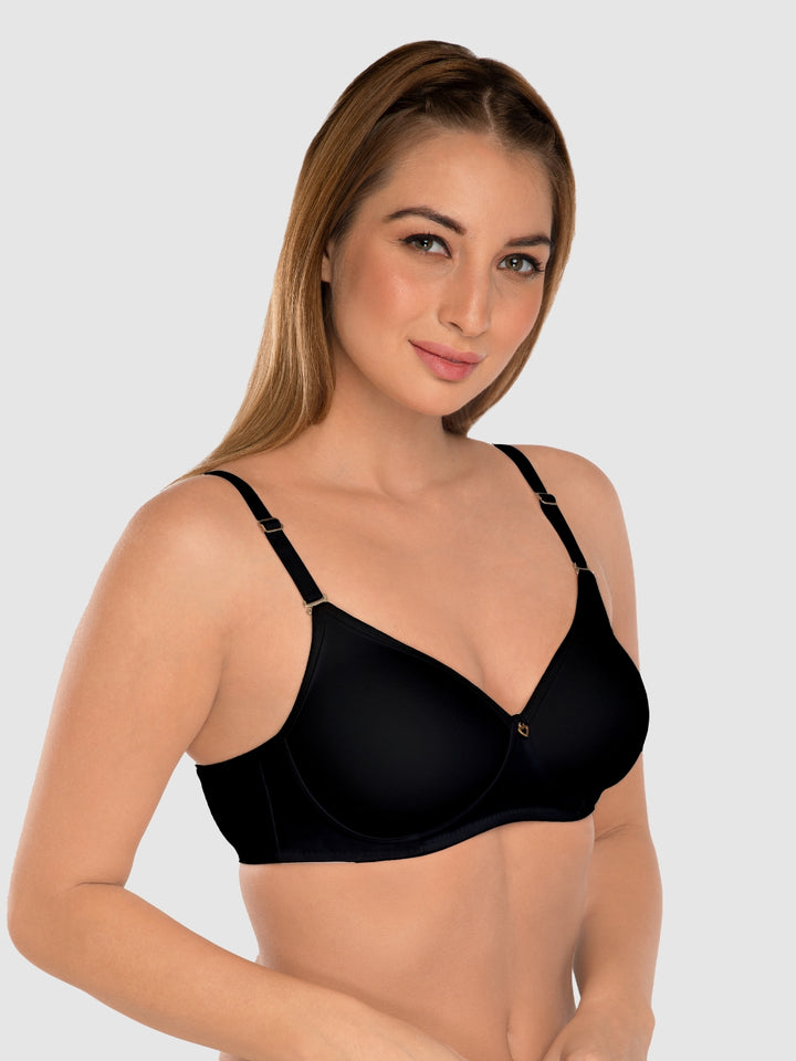 Daisy Dee Black and Skin Non Padded Non-Wired Full Coverage Bra Pack of 2 - NMPL-Black/Skin